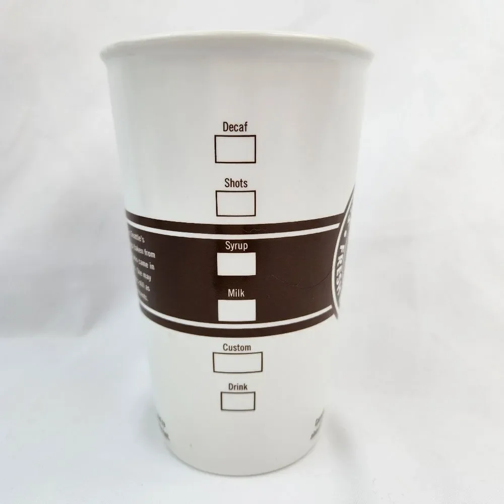 ☕️Starbucks 2008 Ivory & Brown Original Siren Logo 16oz Tall Mug